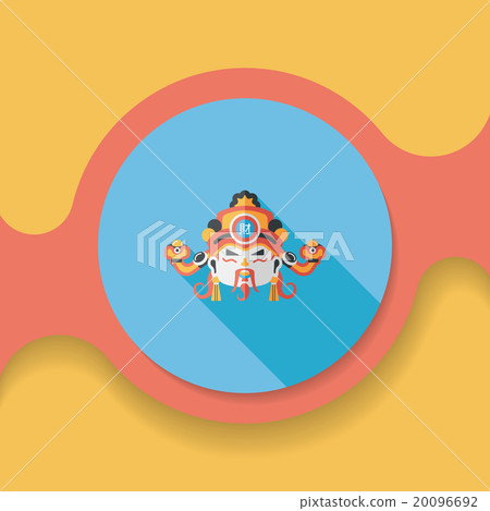 Chinese New Year flat icon with long shadow,eps10, God of wealth Chinese New Year flat icon with long shadow,eps10, God of wealth 20096692