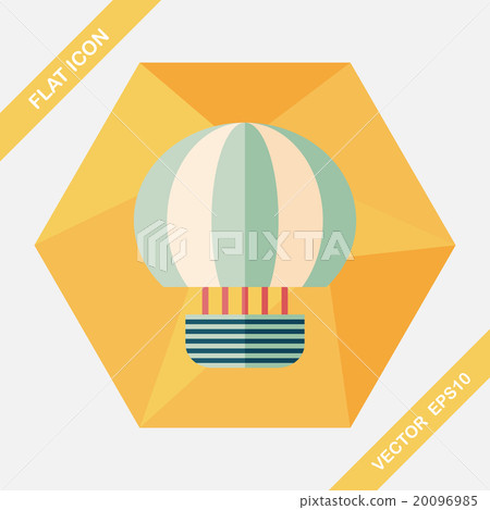 Hot Air Balloon flat icon with long shadow - Stock Illustration ...