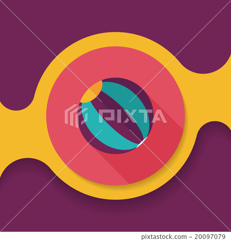 Beach ball flat icon with long shadow 20097079