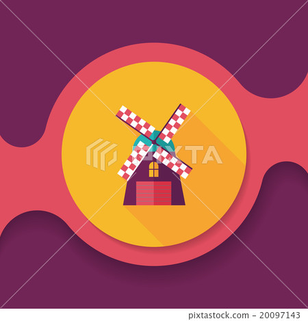 windmill flat icon with long shadow,eps10 - Stock Illustration ...