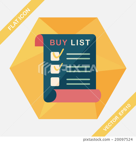 shopping list flat icon with long shadow,eps10 shopping list flat icon with long shadow,eps10 20097524