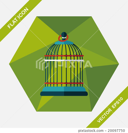 Pet bird cage flat icon with long shadow, eps10 20097750