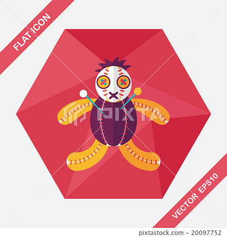 Halloween voodoo doll flat icon with long shadow,eps10 20097752