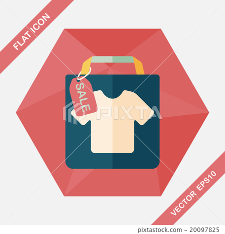shopping paper bag flat icon with long shadow,eps10. shopping paper bag flat icon with long shadow,eps10. 20097825
