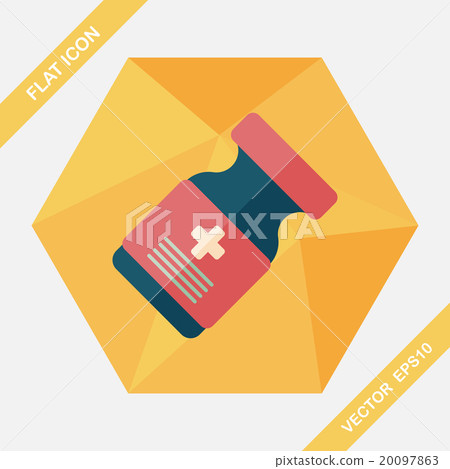 Medical Bottle flat icon with long shadow 20097863
