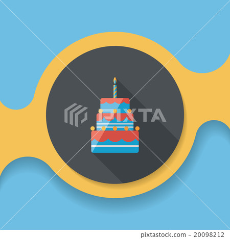 birthday cake flat icon with long shadow,eps10 - Stock Illustration ...