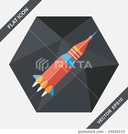 Space rocket flat icon with long shadow,eps10 20098310