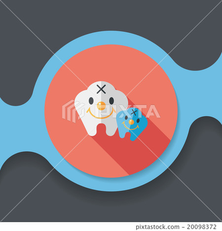 Tooth flat style icon with long shadow,eps10 20098372