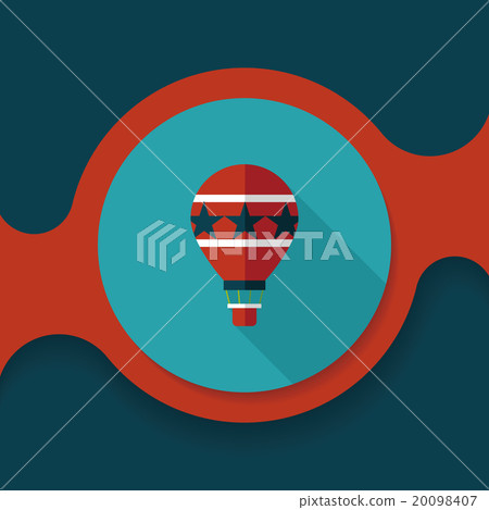 Hot Air Balloon flat icon with long shadow,eps10 - Stock Illustration ...