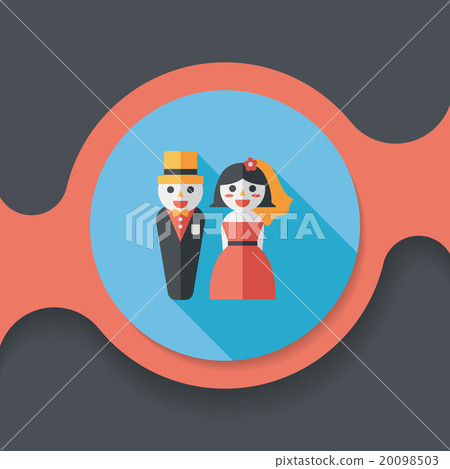 wedding couple flat icon with long shadow,eps10 - Stock Illustration ...
