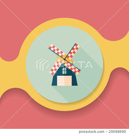 windmill flat icon with long shadow,eps10 - Stock Illustration ...