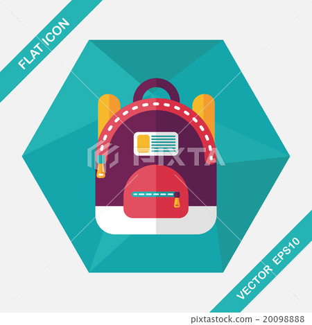 backpack flat icon with long shadow - Stock Illustration [20098888] - PIXTA