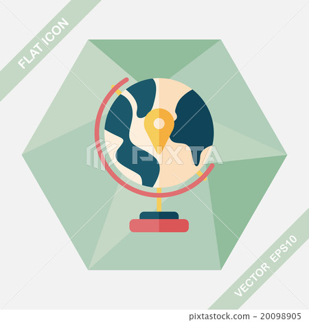globe icon, flat icon with long shadow - Stock Illustration [20098905 ...