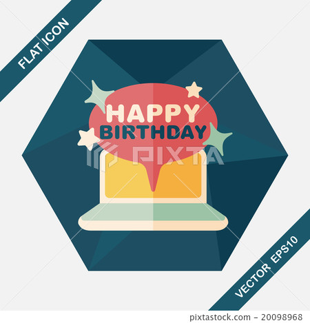 computer birthday message flat icon with long shadow,eps10 20098968