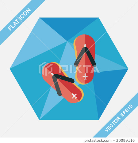 flip flop flat icon with long shadow - Stock Illustration [20099116 ...