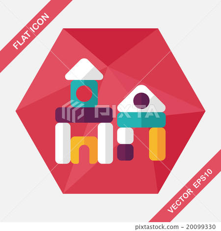 brick house flat icon with long shadow - Stock Illustration [20099330 ...