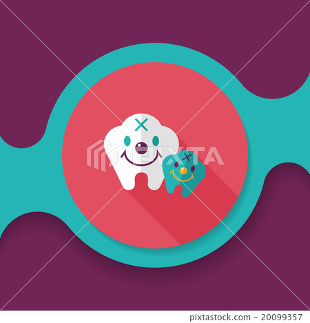 Tooth flat style icon with long shadow,eps10 20099357