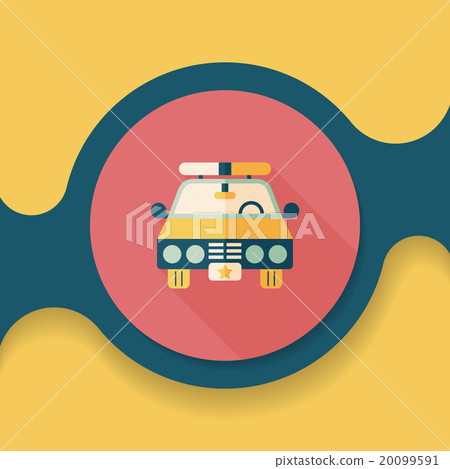 Transportation police car flat icon with long shadow,eps10 Transportation police car flat icon with long shadow,eps10 20099591