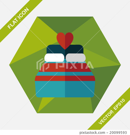 Valentine's Day lover bed flat icon with long shadow,eps10 20099593