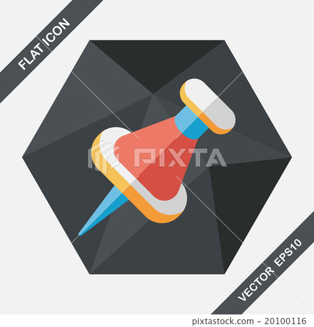 push pin flat icon with long shadow,eps10 20100116