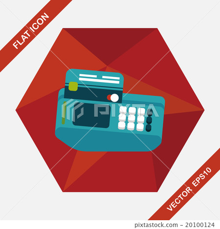 Shopping credit card machine flat icon with long shadow,eps10 20100124