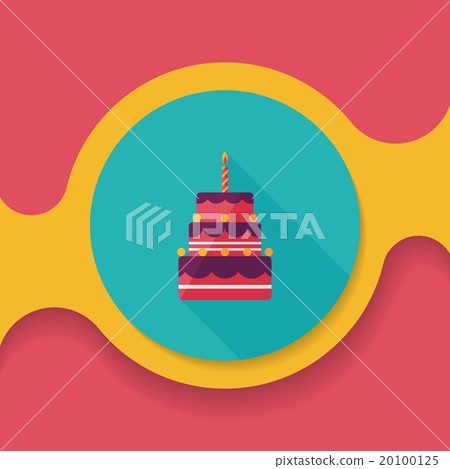 birthday cake flat icon with long shadow,eps10 20100125