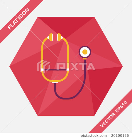 stethoscope flat icon with long shadow 20100126