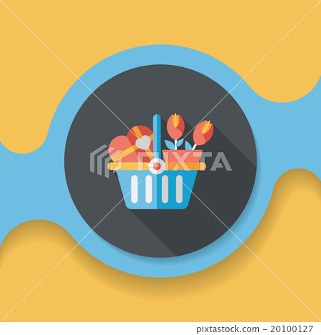 Valentine's Day present bucket flat icon with long shadow,eps10 20100127
