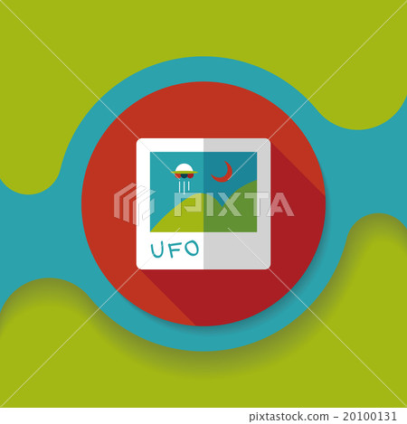 Space UFO photo flat icon with long shadow, eps10 20100131