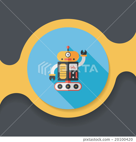 robot concept flat icon with long shadow,eps10 20100420