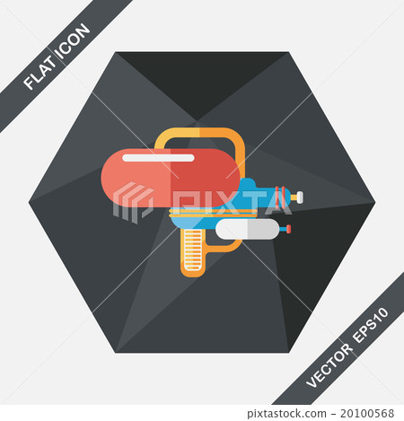 Water Gun flat icon with long shadow 20100568
