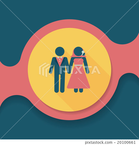 wedding couple flat icon with long shadow,eps10 - Stock Illustration ...