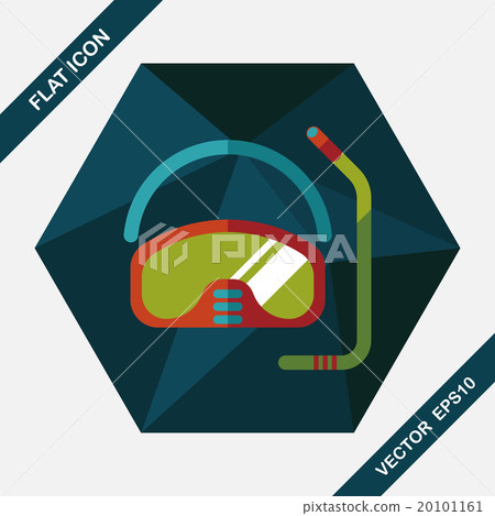 Mask and snorkel flat icon with long shadow 20101161