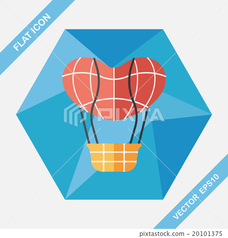 Valentine's Day hot air ballon flat icon with long shadow,eps10 20101375