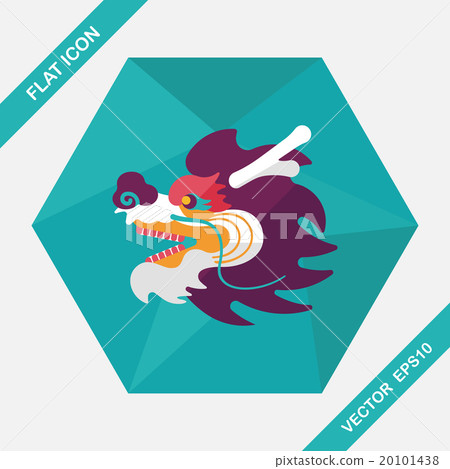Chinese New Year flat icon with long shadow,eps10,The dragon and 20101438