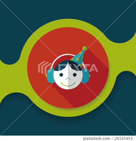 Birthday party boy flat icon with long shadow,eps10 20101453