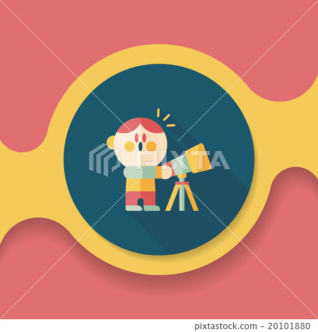 Space boy and telescope flat icon with long shadow,eps10 20101880