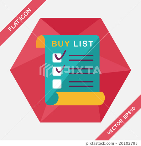 shopping list flat icon with long shadow,eps10 20102793