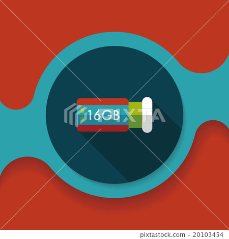 Usb flash memory flat icon with long shadow,eps10 20103454