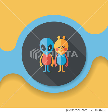 Space alien friendship flat icon with long shadow,eps10 Space alien friendship flat icon with long shadow,eps10 20103612