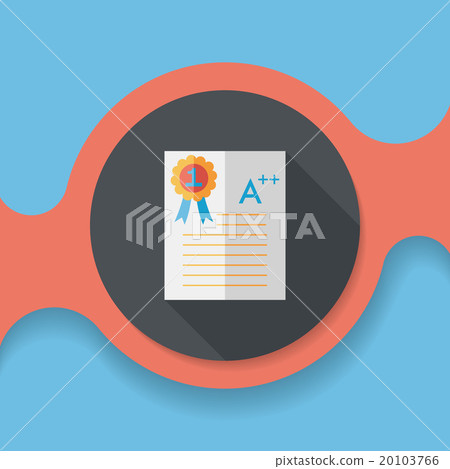 A plus grade in the notebook,flat icon with long shadow,eps10 20103766