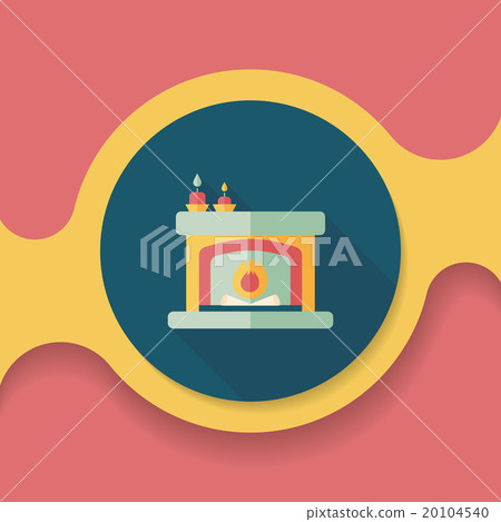 Christmas fireplace flat icon with long shadow,eps10 20104540