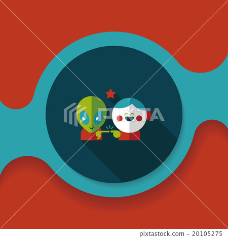 Space alien and boy friendship flat icon with long shadow,eps10 20105275