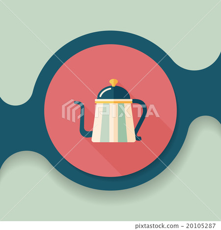 coffee kettle flat icon with long shadow,eps10 20105287