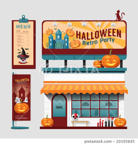 Vector restaurant halloween cafe set shop 20105685