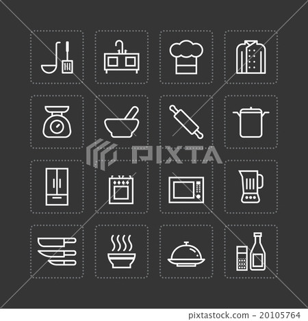 Vector flat icons set of kitchen cooking  20105764