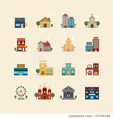 vector web flat icons set - buildings collection vector web flat icons set - buildings collection 20106386