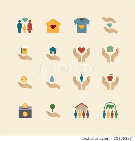 charity and donation silhouette colour icons flat charity and donation silhouette colour icons flat 20106387
