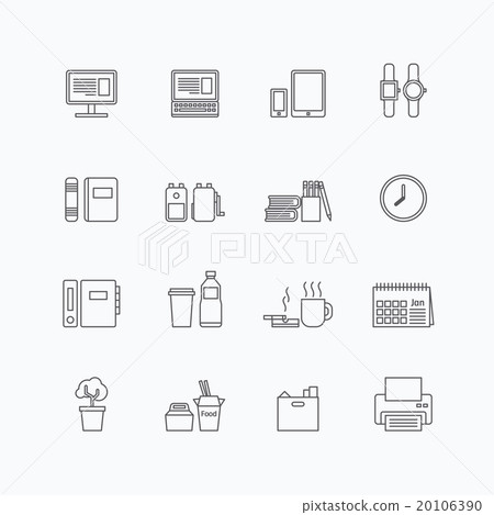 vector linear web icons set - business office vector linear web icons set - business office 20106390