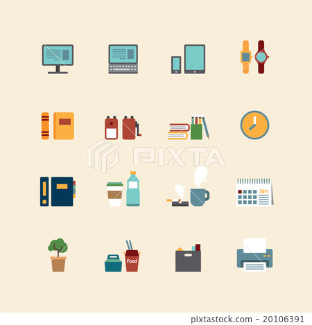 vector web flat icons set - business office tools vector web flat icons set - business office tools 20106391